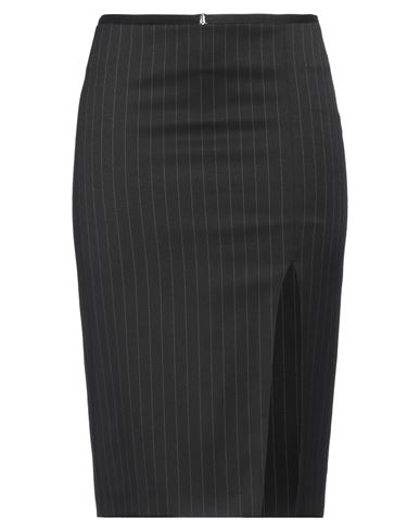 PATRIZIA PEPE PATRIZIA PEPE WOMAN MIDI SKIRT BLACK SIZE 10 POLYESTER, VISCOSE, ELASTANE 