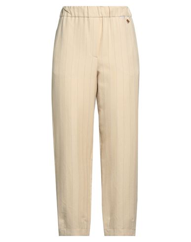 Alysi Chocolat Woman Pants Beige Size 6 Cotton, Virgin Wool In Neutral