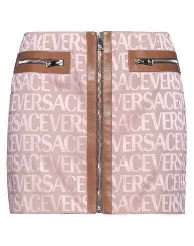 Shop Versace Woman Mini Skirt Pink Size 6 Polyester, Cotton, Lambskin