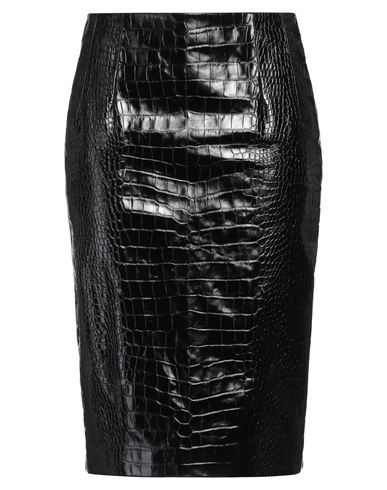 Shop Versace Woman Midi Skirt Black Size 8 Calfskin
