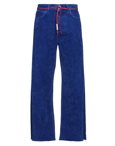 Shop Marni Man Jeans Bright Blue Size 33 Cotton, Acrylic, Viscose, Elastane, Calfskin
