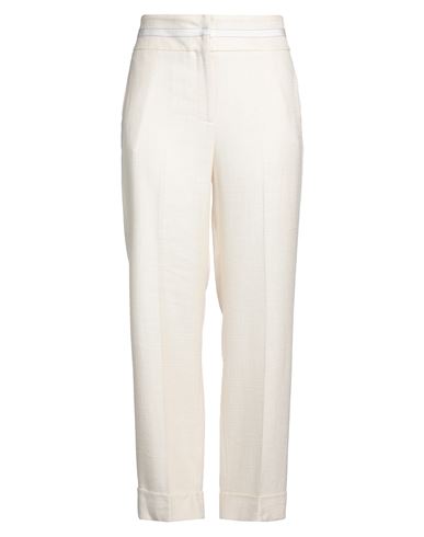 Shop Peserico Woman Pants Ivory Size 12 Viscose, Linen, Cotton In White