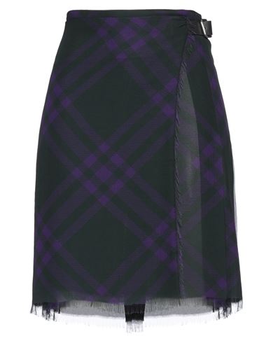 Shop Burberry Woman Mini Skirt Dark Green Size 6 Silk, Calfskin
