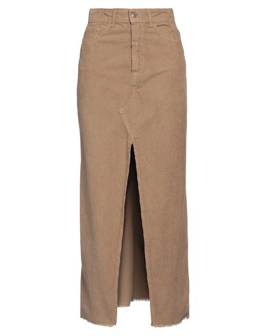 Shop Souvenir Woman Midi Skirt Camel Size Xs Cotton, Elastane In Beige
