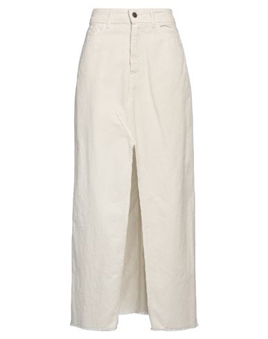 Shop Souvenir Woman Midi Skirt Off White Size M Cotton, Elastane