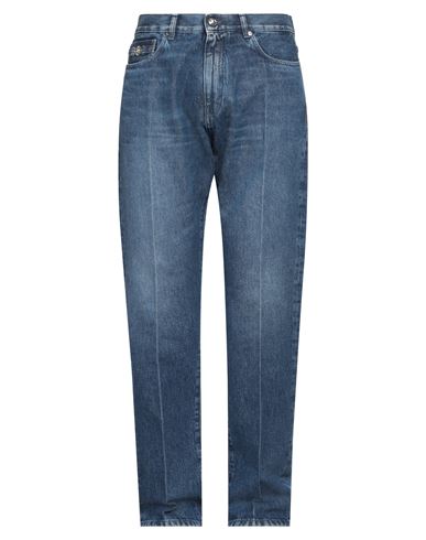 Versace Man Jeans Blue Size 34 Cotton, Calfskin