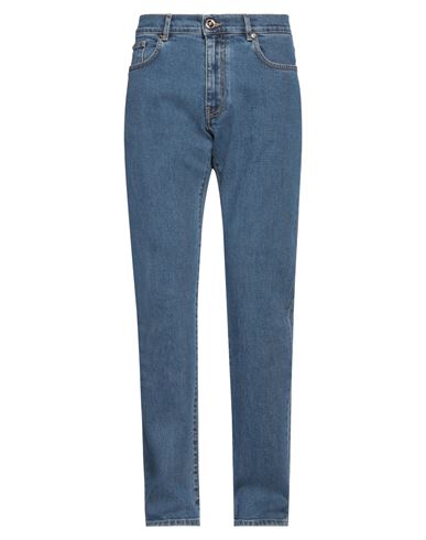 Versace Man Jeans Blue Size 33 Cotton, Polyester, Elastane, Calfskin