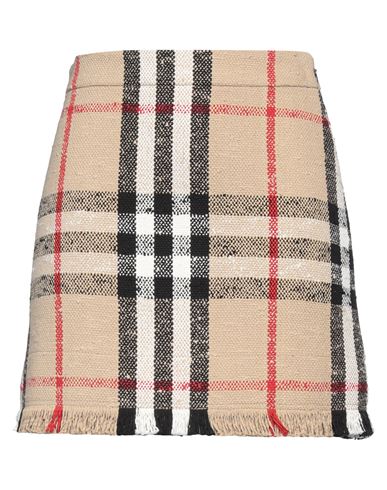 Burberry Woman Mini Skirt Beige Size 4 Cotton, Virgin Wool, Polyamide, Viscose In Multi