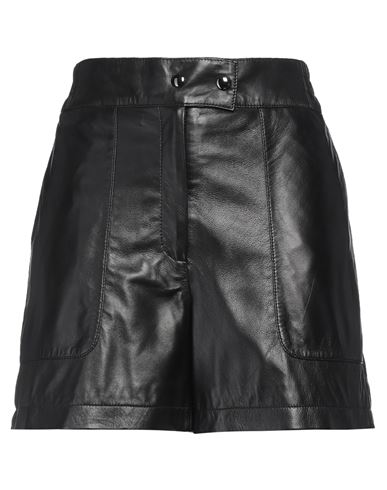 Studio Ar Woman Shorts & Bermuda Shorts Black Size 12 Leather