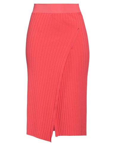 Shop Liviana Conti Woman Midi Skirt Coral Size 10 Viscose, Polyamide In Red