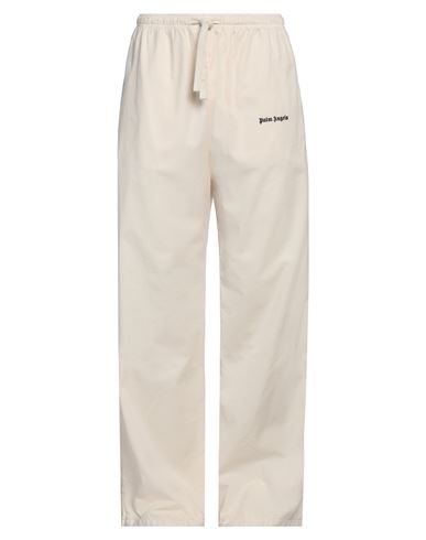 Shop Palm Angels Man Pants Cream Size 38 Cotton, Polyester In White
