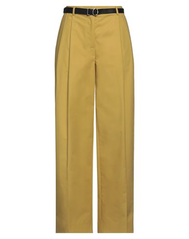 Jil Sander Woman Pants Lime Green Size 4 Wool, Cow Leather In Green