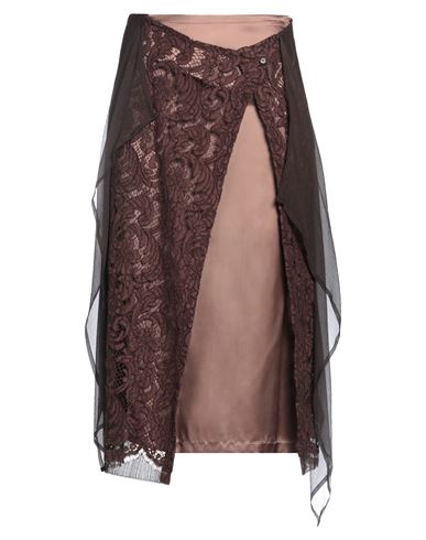 Dries Van Noten Woman Midi Skirt Cocoa Size 6 Silk, Polyester In Brown