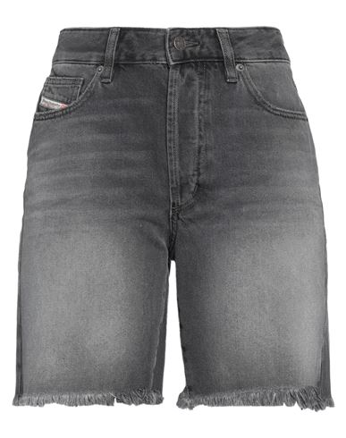 Diesel Woman Denim Shorts Black Size 30 Cotton In Gray