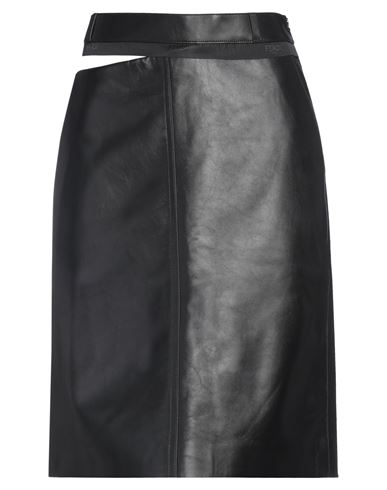 Fendi Woman Midi Skirt Black Size 8 Calfskin