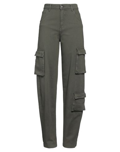 Solotre Woman Pants Military Green Size 8 Cotton In Gray