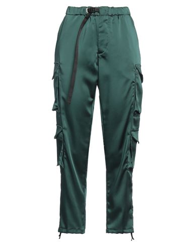 White Sand Woman Pants Dark Green Size 0 Cotton, Elastane