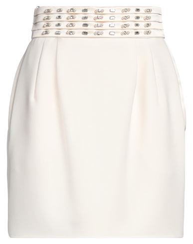 Elisabetta Franchi Woman Mini Skirt Cream Size 4 Polyester, Elastane, Glass, Metal In White