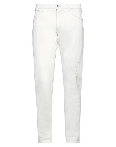 Dolce & Gabbana Man Jeans Off White Size 36 Cotton, Elastane, Calfskin