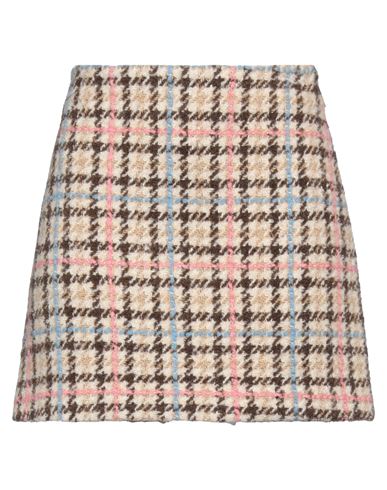 Shop Msgm Woman Mini Skirt Beige Size 8 Acrylic, Polyester, Wool, Alpaca Wool
