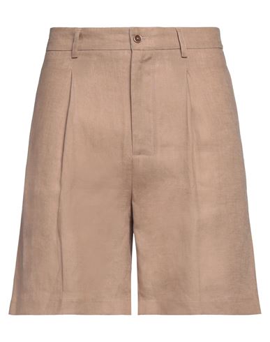 Shop Grey Daniele Alessandrini Man Shorts & Bermuda Shorts Khaki Size 30 Linen In Beige