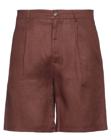 Shop Grey Daniele Alessandrini Man Shorts & Bermuda Shorts Cocoa Size 30 Linen In Brown