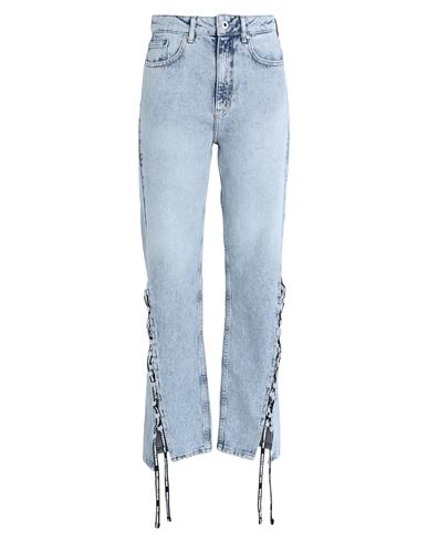 Shop Karl Lagerfeld Jeans Klj Hr Straight Lace-up Denim Woman Jeans Blue Size 31w-30l Organic Cotton