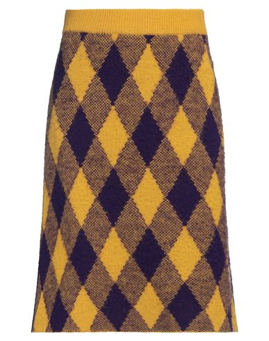 Shop Burberry Woman Midi Skirt Ocher Size L Wool In Yellow
