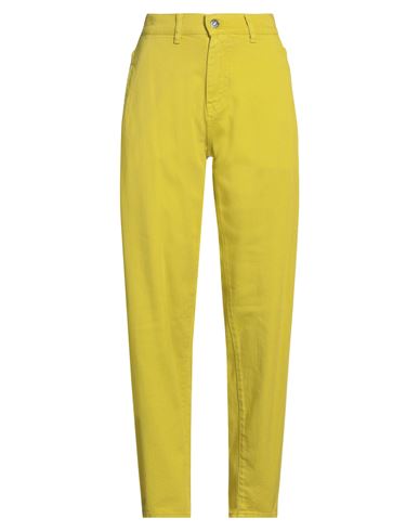 Solotre Woman Pants Lime Green Size 4 Cotton In Yellow