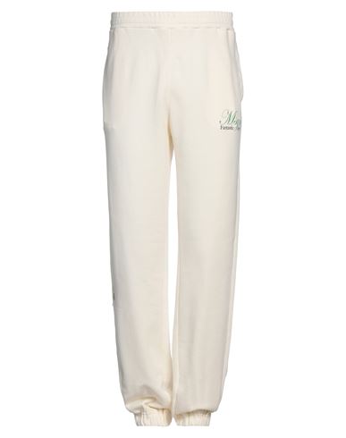 Shop Msgm Man Pants Cream Size Xl Organic Cotton In White