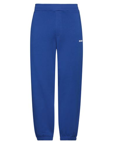 Shop Msgm Man Pants Blue Size Xl Cotton
