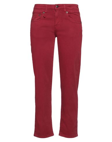 R13 Woman Jeans Brick Red Size 29 Cotton, Elastane, Cow Leather