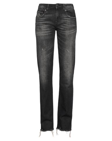 R13 Woman Jeans Black Size 30 Cotton, Elastomultiester, Cow Leather In Black