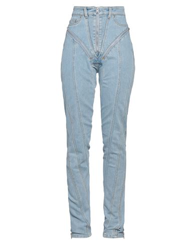 Shop Mugler Woman Jeans Blue Size 8 Cotton, Elastomultiester