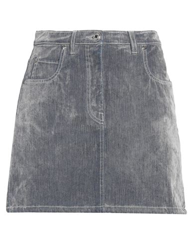 Msgm Woman Denim Skirt Slate Blue Size 8 Cotton, Elastane In Gray
