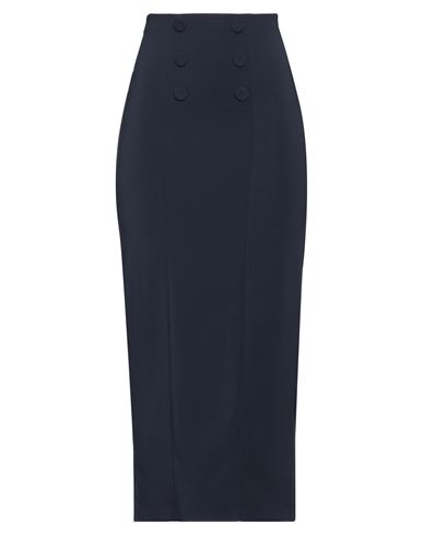 Shop Patrizia Pepe Woman Midi Skirt Navy Blue Size 4 Polyester, Elastane