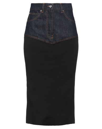 Msgm Woman Midi Skirt Blue Size 4 Cotton, Elastane In Black