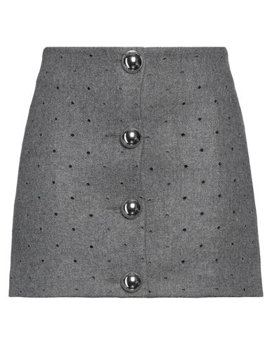 Shop Msgm Woman Mini Skirt Grey Size 4 Wool, Polyamide