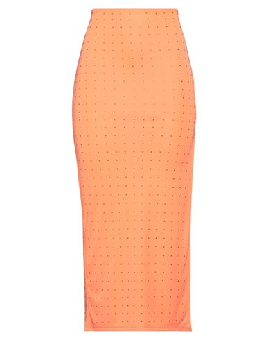 Shop Patrizia Pepe Woman Maxi Skirt Orange Size 0 Polyester, Glass