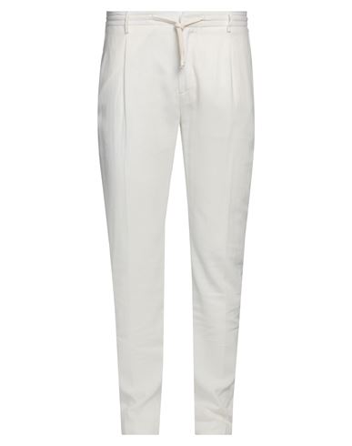 Shop Yan Simmon Man Pants Off White Size 38 Cotton, Linen