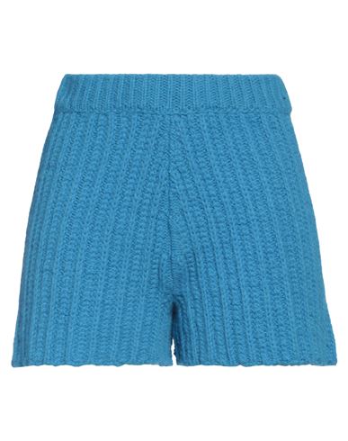 Alanui Woman Shorts & Bermuda Shorts Azure Size L Alpaca Wool, Polyamide, Wool In Blue