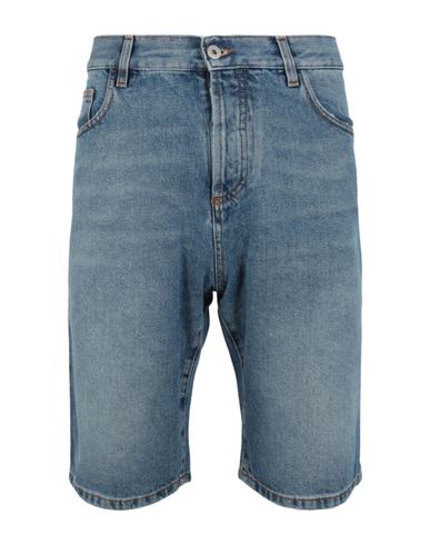 Shop Marcelo Burlon County Of Milan Marcelo Burlon Cross Stonewash Denim Shorts Man Denim Shorts Blue Size 34 Cotton