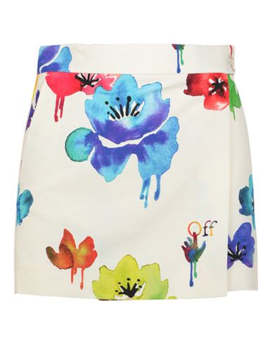 Shop Off-white Floral Printed Mini Skirt Woman Mini Skirt Multicolored Size 6 Cotton, Viscose In Fantasy