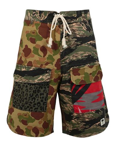 Palm Angels Mixed Media Camouflage Shorts Man Shorts & Bermuda Shorts Multicolored Size M Cotton In Fantasy