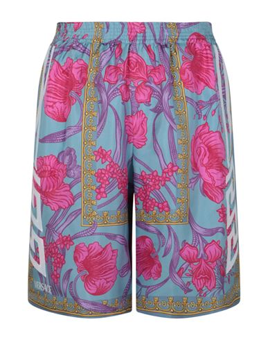 Versace Floral Print Silk Shorts Man Shorts & Bermuda Shorts Multicolored Size 36 Silk
