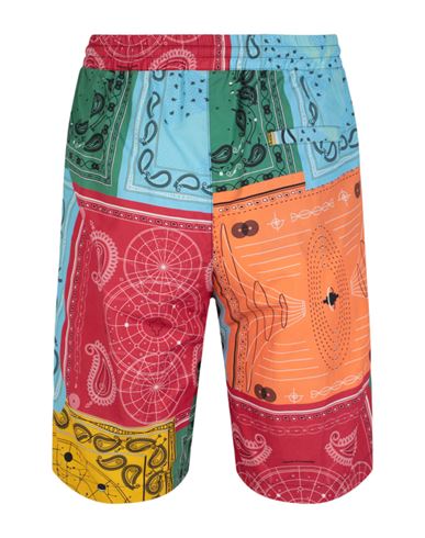 Shop Marcelo Burlon County Of Milan Marcelo Burlon Bandana Nylon Shorts Man Shorts & Bermuda Shorts Multicolored Size Xxl Polyamide In Fantasy