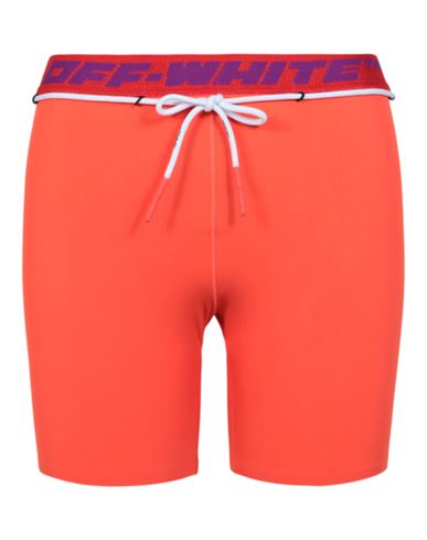 Off-white Logo Waistband Track Shorts Woman Shorts & Bermuda Shorts Orange Size S Polyamide, Elastan In Metallic