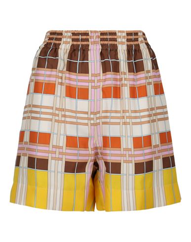 Shop Burberry Abstract-check Silk Shorts Woman Shorts & Bermuda Shorts Multicolored Size 10 Silk In Fantasy