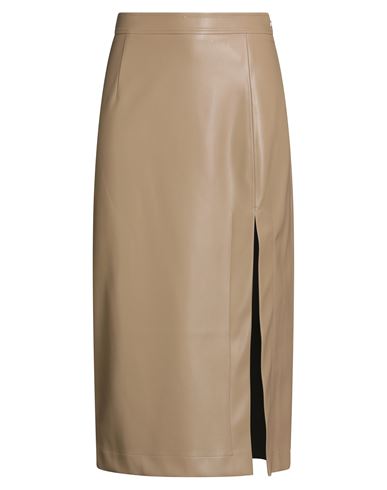 Jijil Woman Midi Skirt Sand Size 6 Polyester, Polyurethane Coated In Brown