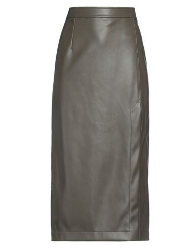 Jijil Woman Midi Skirt Dark Green Size 8 Polyester, Polyurethane Coated In Burgundy